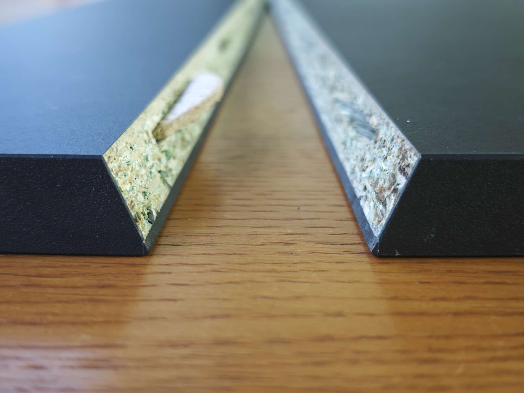Base cabinet door panels during 22.5 degree milling