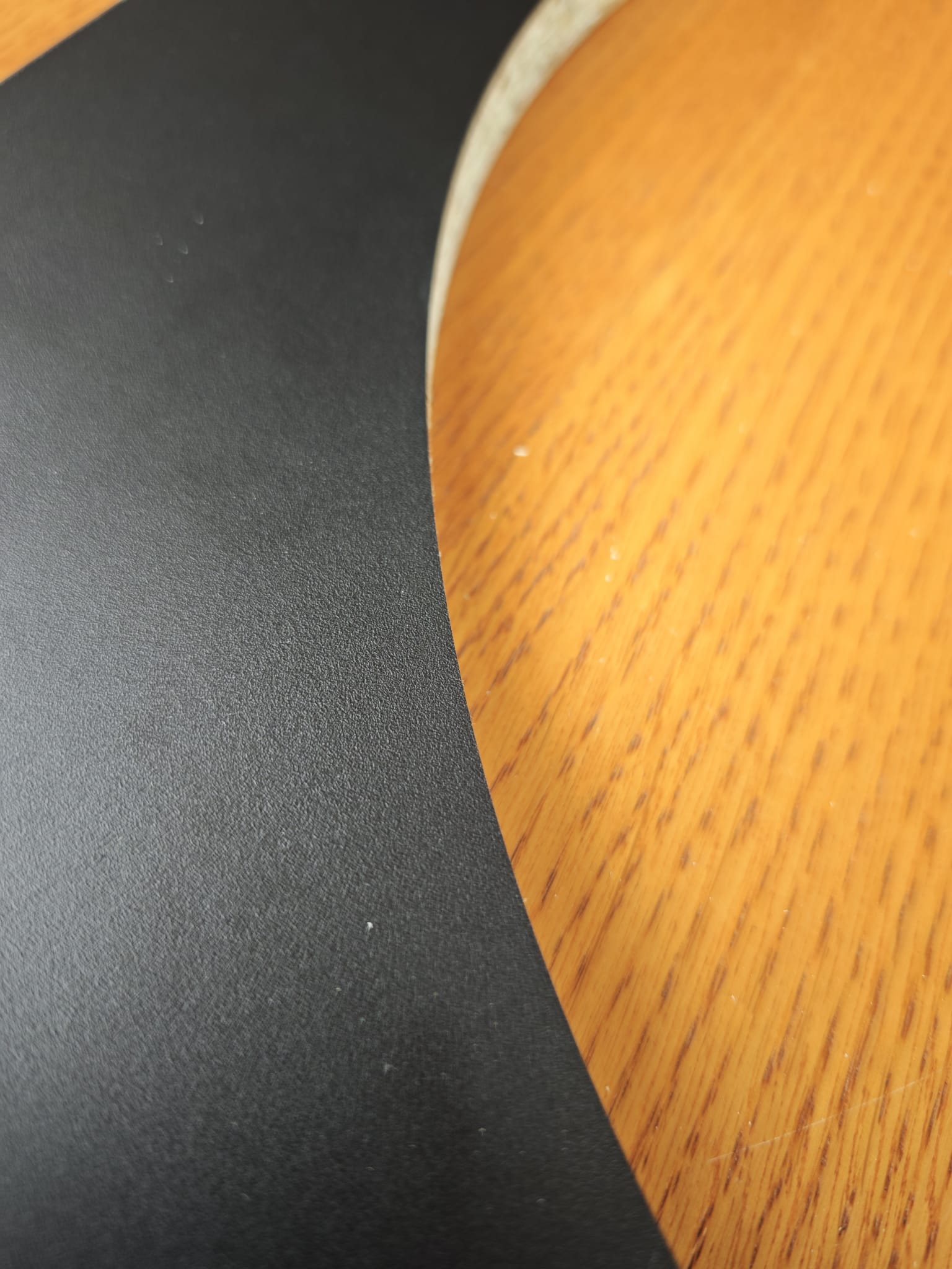 Close-up of the routed edge of the Vulcano dartboard opening